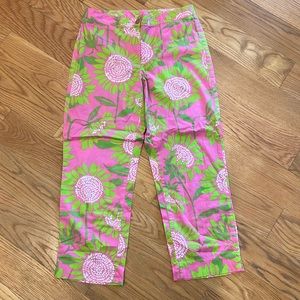 Vintage Lilly Pulitzer Sunflower Soleil Pink & Green retro capris